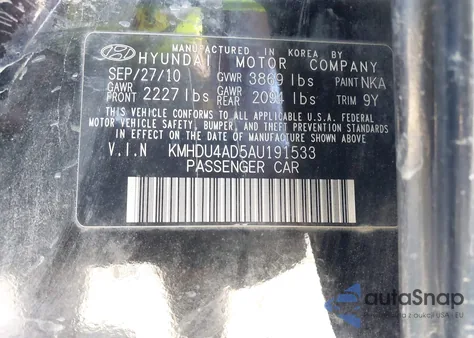 2010 Hyundai Elantra Blue из США, поврежденный, VIN KMHDU4AD5AU191533